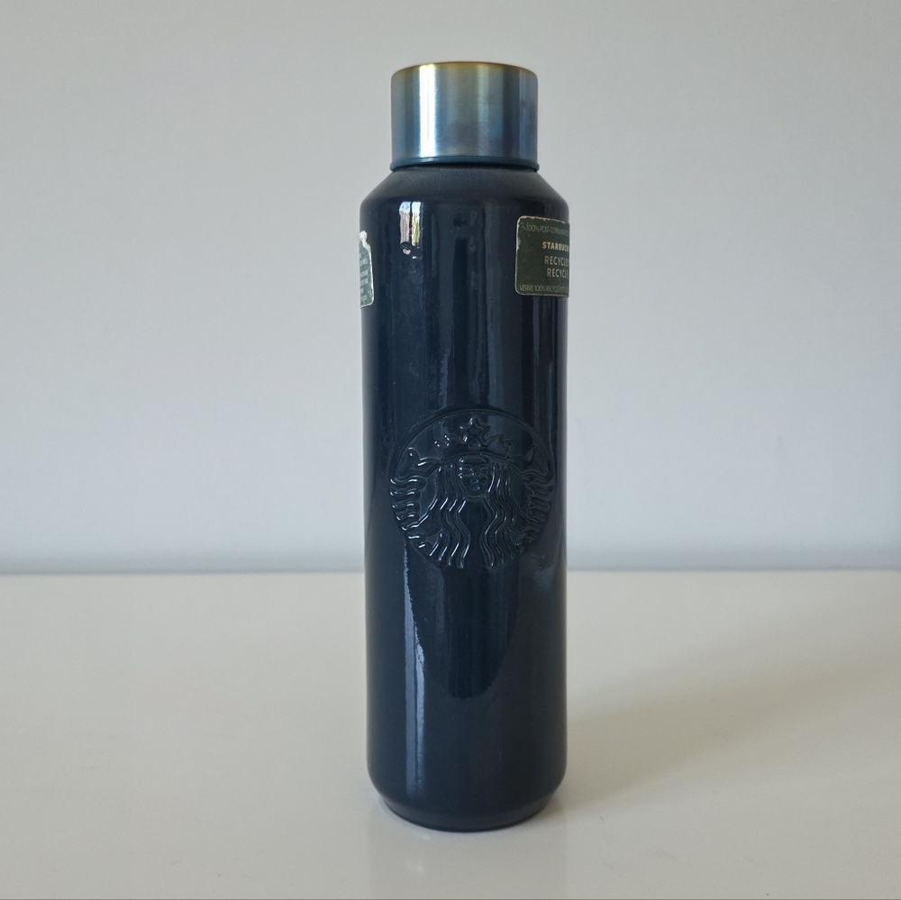 Starbucks Recycled Glass Water Bottle Navy Blue 22 fl oz